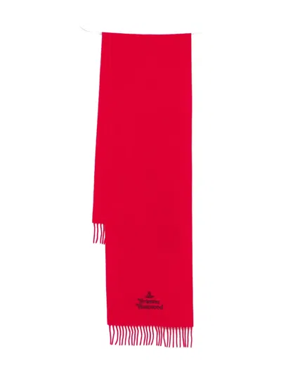 Vivienne Westwood Logo-embroidered Scarf In Red