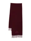 Vivienne Westwood Bordeaux Scarf With Fringed Hem And Orb Embroidery On The Front In Wool Unisex In Red