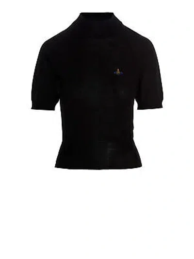 Pre-owned Vivienne Westwood Logo-embroidered Short-sleeve Jumper In Black