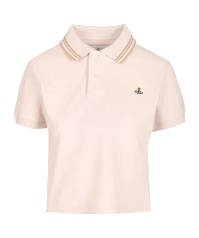 Vivienne Westwood Logo Embroidered Short Sleeve Polo Shirt In White
