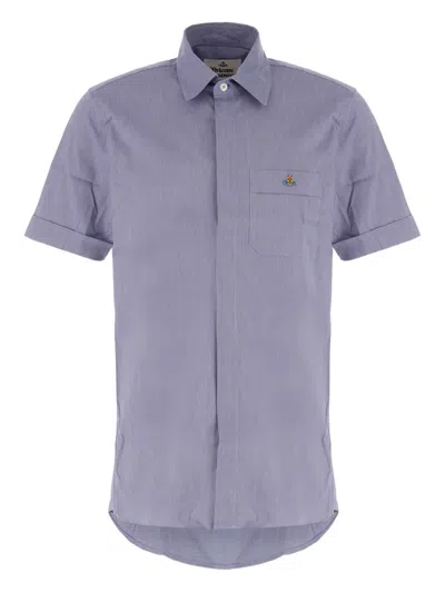 Vivienne Westwood Logo-embroidered Short-sleeve Shirt In Blue
