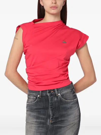 Vivienne Westwood Logo-embroidered Short-sleeved T-shirt In Red
