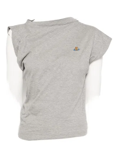 Vivienne Westwood Logo-embroidered T-shirt In Gray