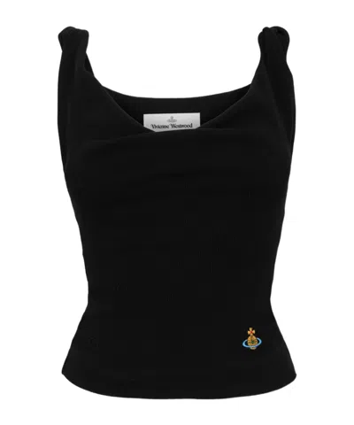 Vivienne Westwood Logo Embroidered Vest In Black
