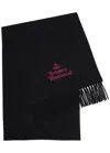 Vivienne Westwood Logo-embroidered Wool Scarf In Black