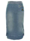 Vivienne Westwood Organic Cotton Denim Midi Skirt With Asymmetric Hem