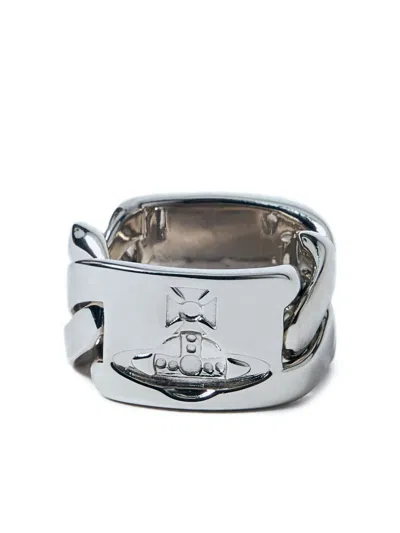 Vivienne Westwood Logo-engraved Ring In Silver