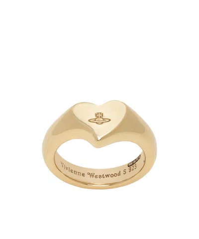 Vivienne Westwood Logo Engraving Ring In Yellow