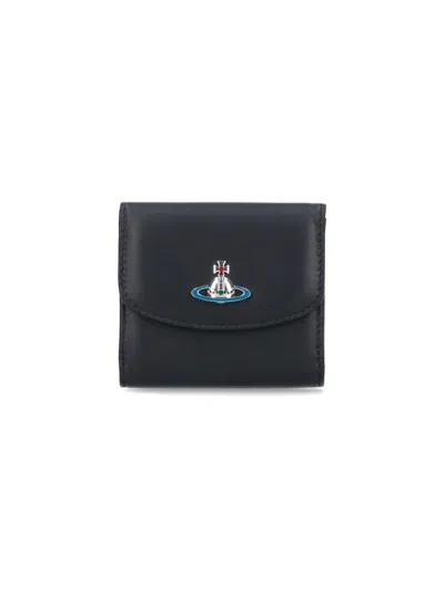Vivienne Westwood Logo Flap Wallet In Black  