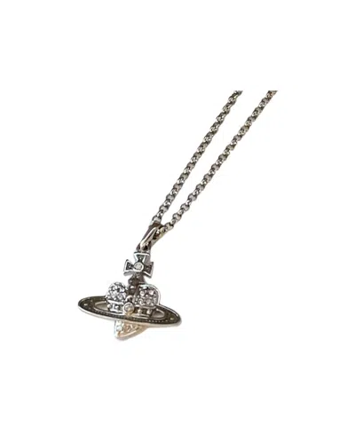 Vivienne Westwood Logo Heart-shaped Necklace In Gray