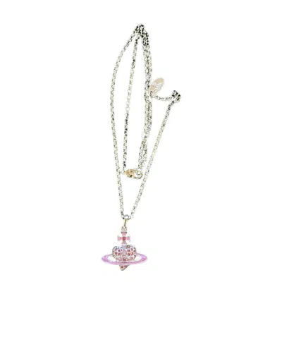 Vivienne Westwood Logo Heart-shaped Necklace In White