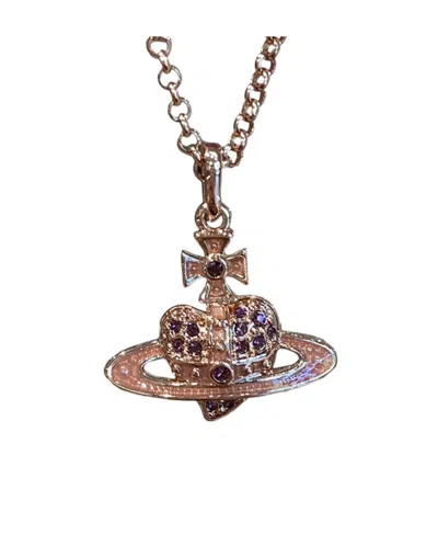 Vivienne Westwood Logo Heart-shaped Necklace In Yellow