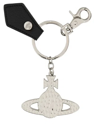 Vivienne Westwood Logo Keyring In Silver