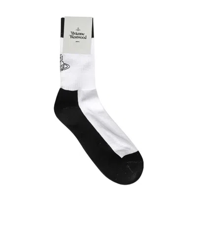 Vivienne Westwood Logo Knitted Socks In White