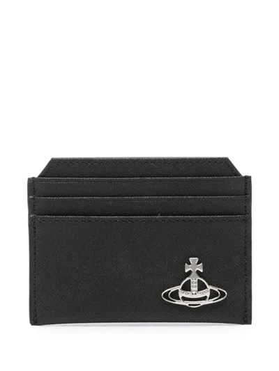 Vivienne Westwood Logo Leather Credit Card Case In Black