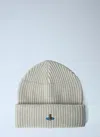 Vivienne Westwood Logo Motif Beanie Hat In Gray