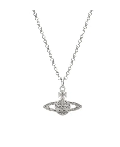 Vivienne Westwood Mini Bas Relief Pendant In Platinum-crystal