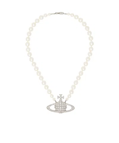 Vivienne Westwood Logo Necklace In White