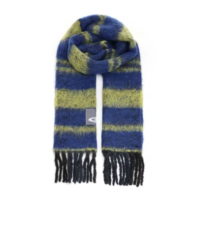 VIVIENNE WESTWOOD VIVIENNE WESTWOOD LOGO PATCH FRINGED SCARF
