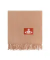 Vivienne Westwood Logo-patch Fringed Scarf In Neutral