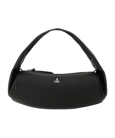 Vivienne Westwood Logo Patch Zipped Shoulder Bag In Black
