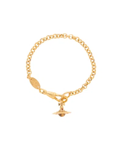 Vivienne Westwood Logo Pendant Bracelet In Yellow