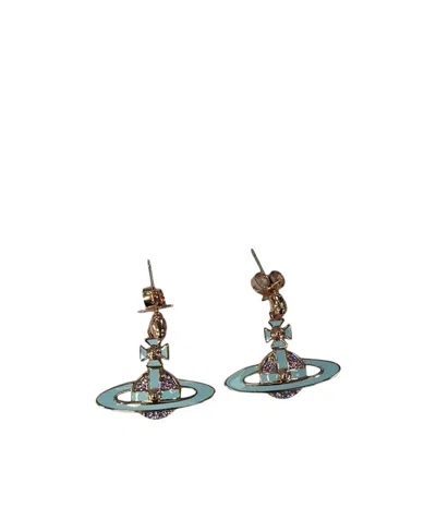 Vivienne Westwood Logo Pendant Earrings In Yellow