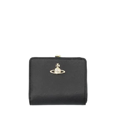 Vivienne Westwood Logo Plaque Bi-fold Wallet In Black