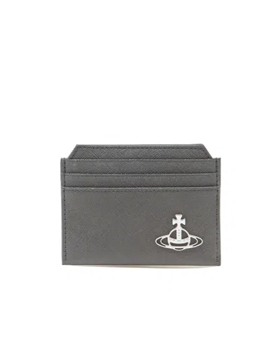 Vivienne Westwood Logo-plaque Cardholder In Gray