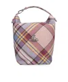 Vivienne Westwood Logo Plaque Checked Bucket Bag In Nude