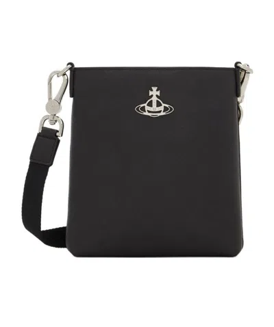 Vivienne Westwood Logo-plaque Crossbody Bag In Black