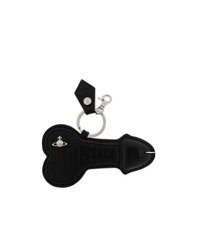 Vivienne Westwood Logo-plaque Keychain In Black