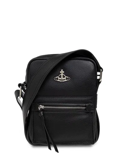 Vivienne Westwood Logo-plaque Messenger Bag In Black