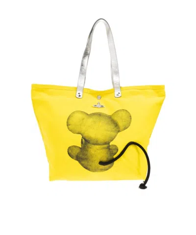 Vivienne Westwood Logo Plaque Shopper Bag In Yellow