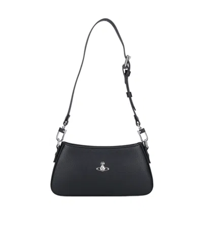 Vivienne Westwood Tasha Shoulder Phone Bag Faux Leather Black-3d-orb