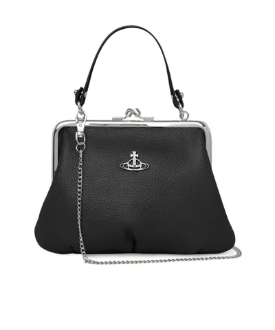 Vivienne Westwood Granny Frame Purse Hammered Effect Bags In Black