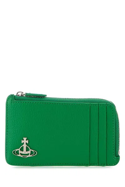 Vivienne Westwood Logo Plaque Zipped Cardholder In Green