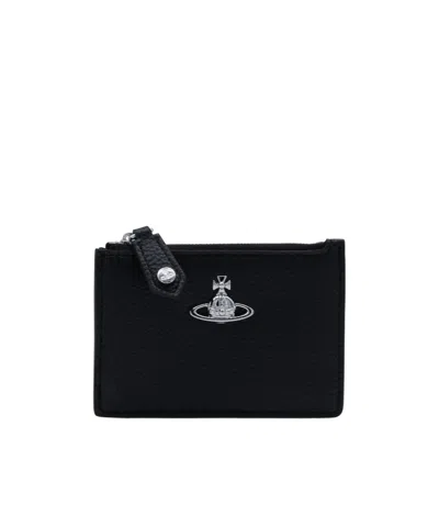 Vivienne Westwood Logo Plaque Zipped Wallet In Black