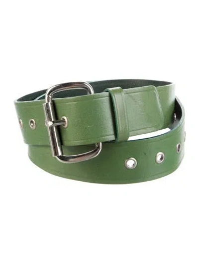 Pre-owned Vivienne Westwood Logo Print Leather Belt W/ Tags In Green