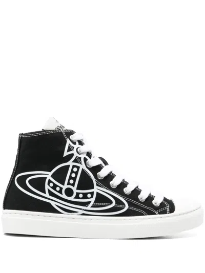 Vivienne Westwood Black High-top Canvas Plimsoll Sneakers
