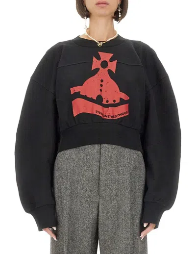 Vivienne Westwood Black Sunken Orb Crop Sander Sweatshirt