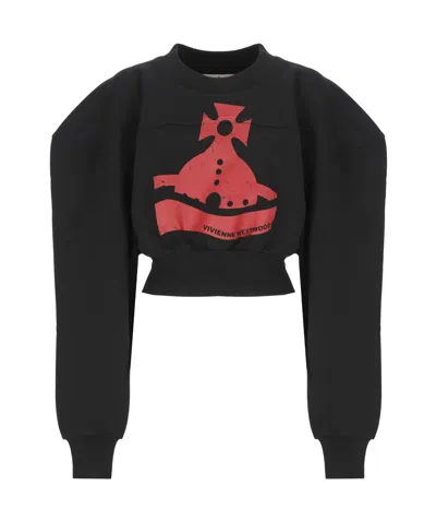 VIVIENNE WESTWOOD VIVIENNE WESTWOOD LOGO PRINTED CROPPED SWEATSHIRT