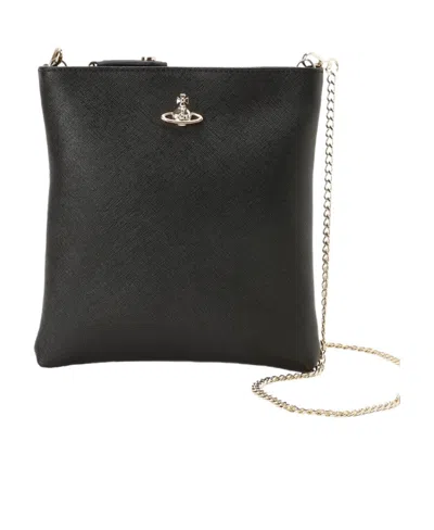 Vivienne Westwood Logo Shoulder Bag In Black