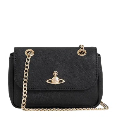 Vivienne Westwood Logo Shoulder Bag In Black