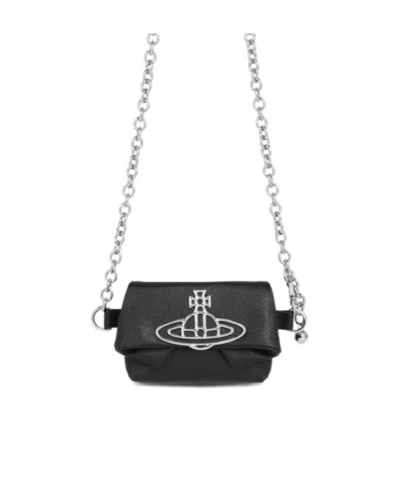 Vivienne Westwood Logo Shoulder Bag In Black