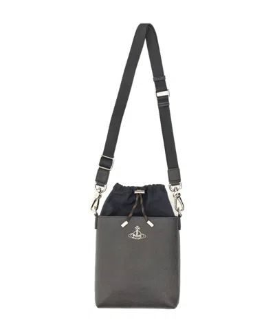 Vivienne Westwood Logo Shoulder Bag In Black