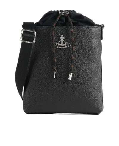 Vivienne Westwood Logo Shoulder Bag In Black