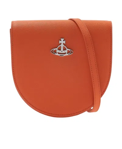 Vivienne Westwood Logo Shoulder Bag In Brown