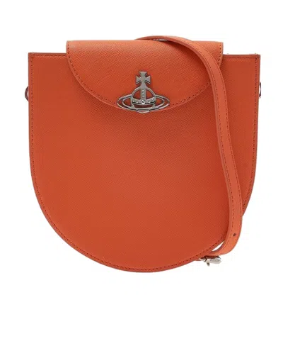 Vivienne Westwood Logo Shoulder Bag In Brown
