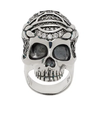 Vivienne Westwood Logo Skull Ring In Gray